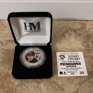 Sydney Crosby NHL silver plated coin Pittsburgh Penguins medallion